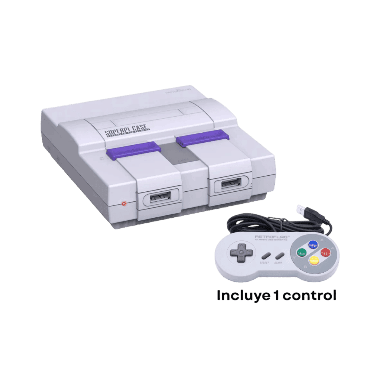 Consola Emuladora SuperPI SNES - 64GB + 1 Control (1) Consola Emuladora SuperPI SNES - 64GB + 2 Controles - Imagen 1